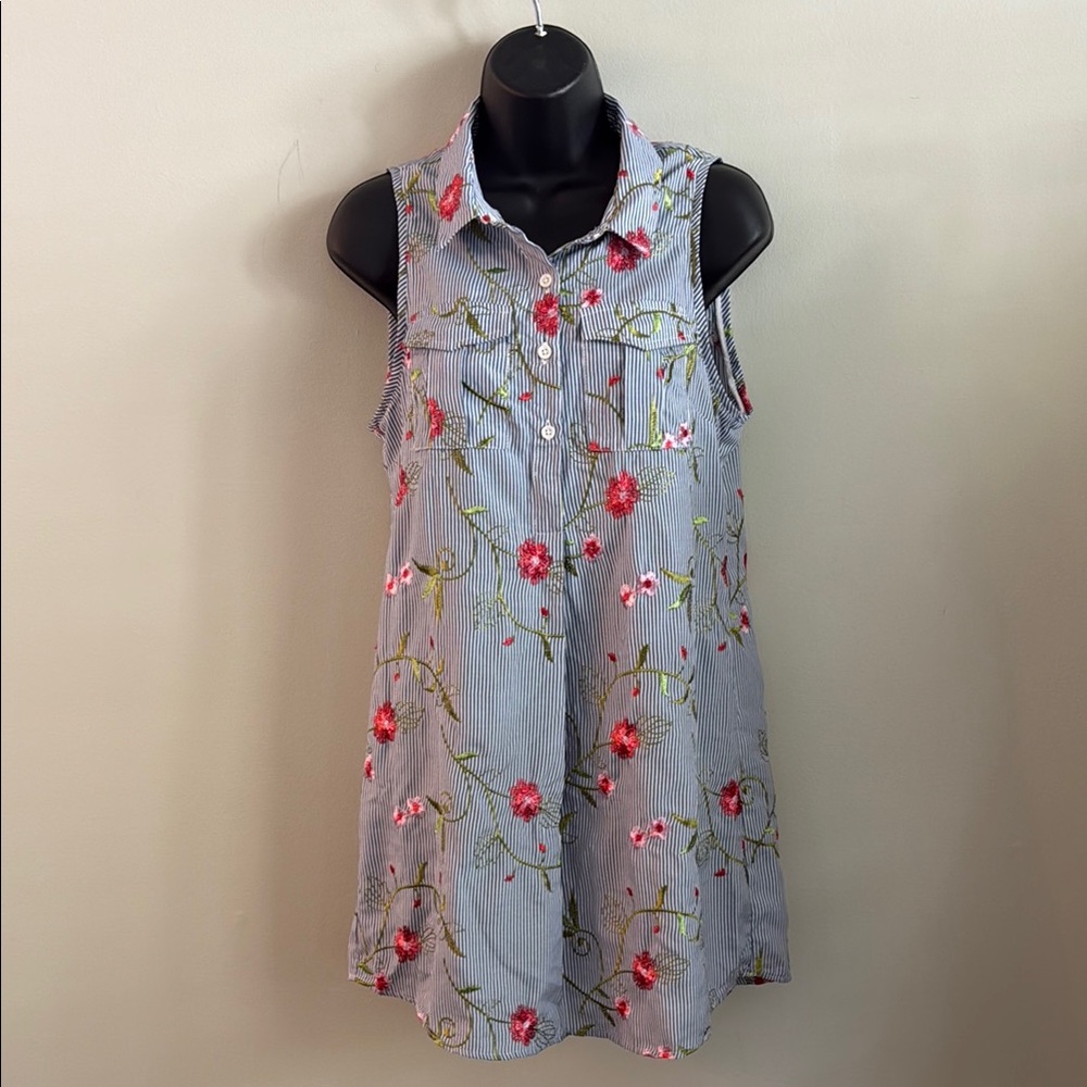 BCBGeneration Blue and Pink Floral Sleeveless Mini Dress